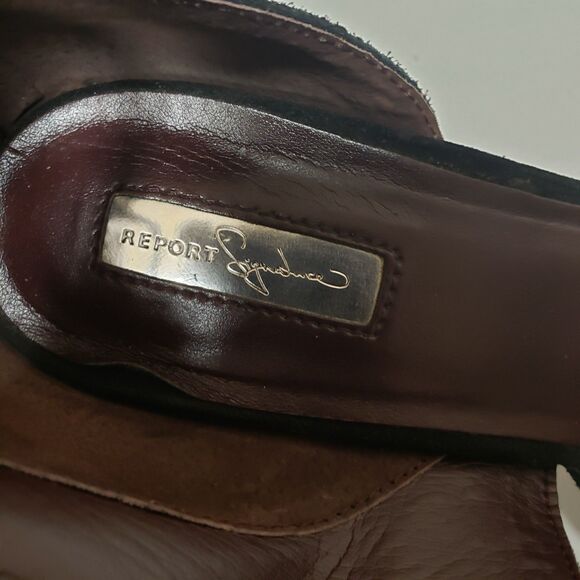 Report Signature Womens Black Suede Ankle Strap Block Heel Dress Shoes Sz 10 POE - Picture 5 of 15